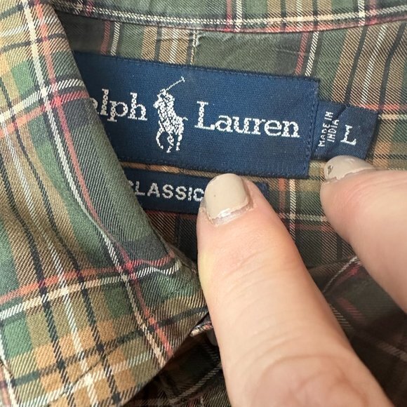 Ralph Lauren Classic Fit shirt Men‎ L button down collar brown green plaid - Picture 3 of 10